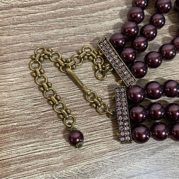 Heidi Daus Passion for Pretty Faux Purple Pearls Focal Crystals Signed Statement - Picture 6 of 9